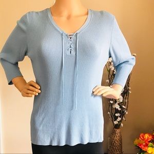 Light Blue Women's Ribbed Top